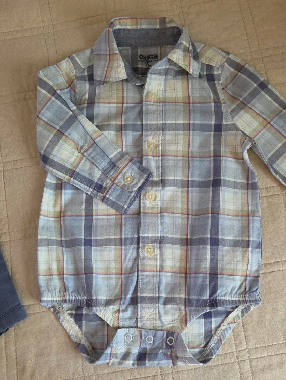 OshKosh B'gosh Pastel Plaid Button-Down Shirt in Blue, Yellow, Cream